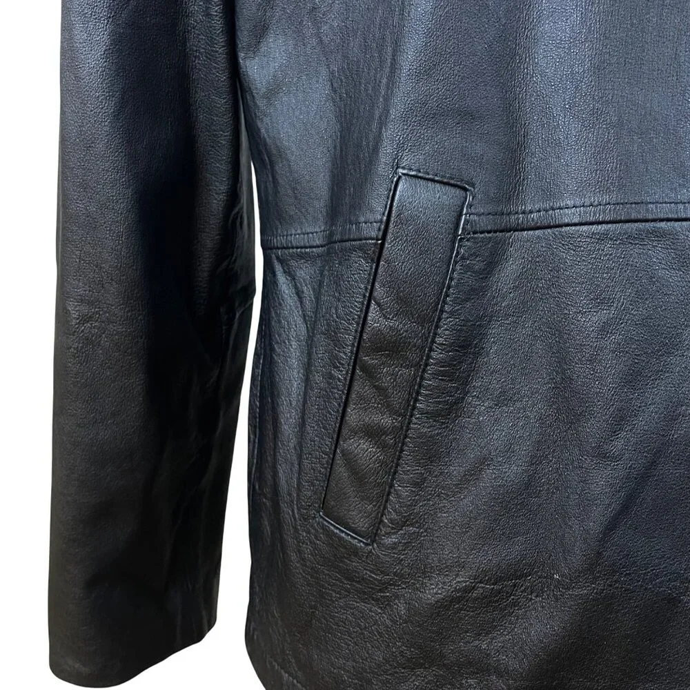 Guide Gear Mens Black Leather Jacket Field Tested Zip Front Size L